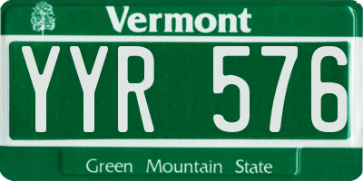 VT license plate YYR576
