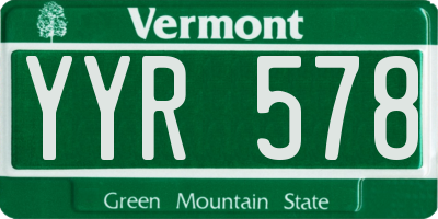 VT license plate YYR578