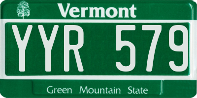 VT license plate YYR579