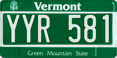 VT license plate YYR581