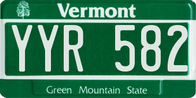 VT license plate YYR582