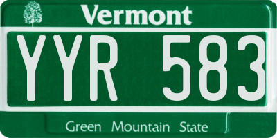 VT license plate YYR583