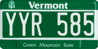 VT license plate YYR585