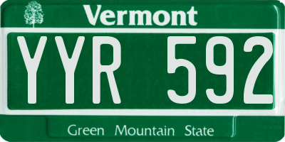 VT license plate YYR592