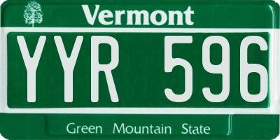 VT license plate YYR596