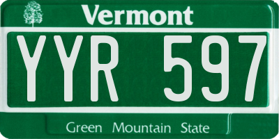 VT license plate YYR597