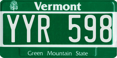 VT license plate YYR598