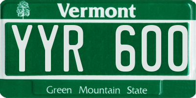 VT license plate YYR600