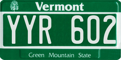 VT license plate YYR602