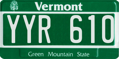 VT license plate YYR610