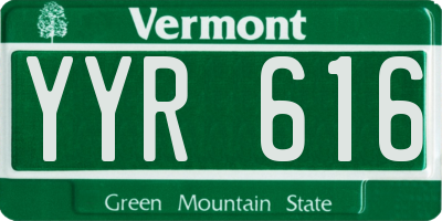 VT license plate YYR616