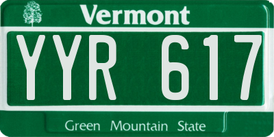 VT license plate YYR617