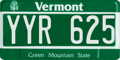 VT license plate YYR625