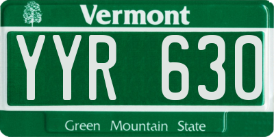 VT license plate YYR630