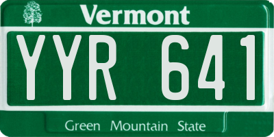 VT license plate YYR641