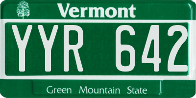 VT license plate YYR642