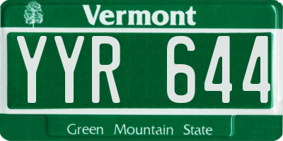 VT license plate YYR644