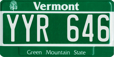VT license plate YYR646