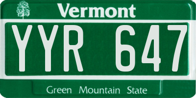 VT license plate YYR647