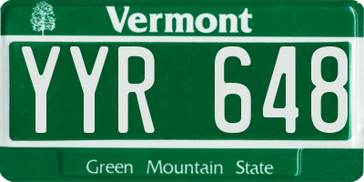 VT license plate YYR648