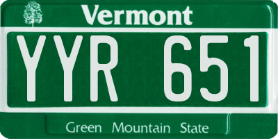 VT license plate YYR651