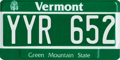 VT license plate YYR652