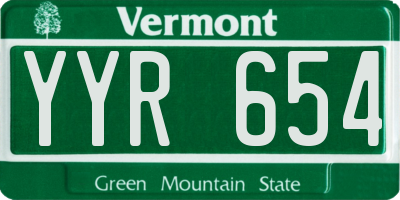 VT license plate YYR654