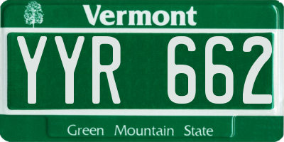 VT license plate YYR662