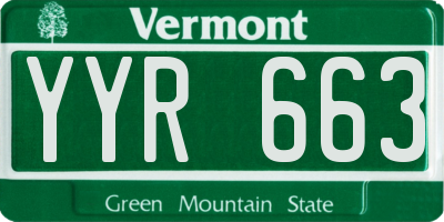 VT license plate YYR663