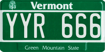 VT license plate YYR666
