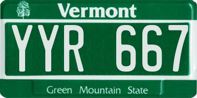 VT license plate YYR667