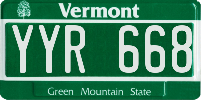 VT license plate YYR668