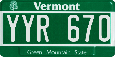 VT license plate YYR670