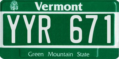 VT license plate YYR671