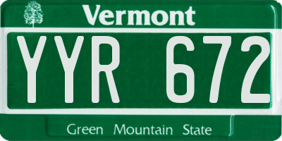 VT license plate YYR672