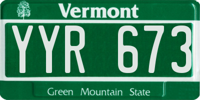 VT license plate YYR673