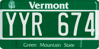 VT license plate YYR674