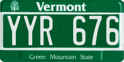 VT license plate YYR676