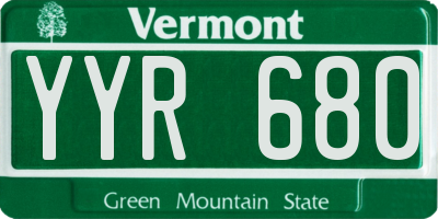 VT license plate YYR680