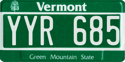 VT license plate YYR685