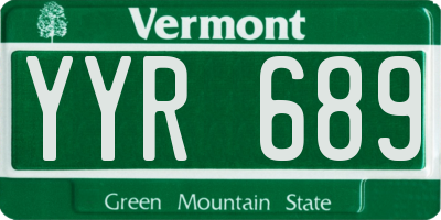 VT license plate YYR689