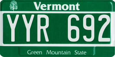 VT license plate YYR692
