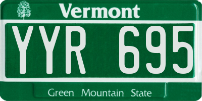 VT license plate YYR695