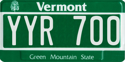 VT license plate YYR700