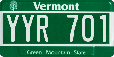 VT license plate YYR701