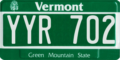VT license plate YYR702
