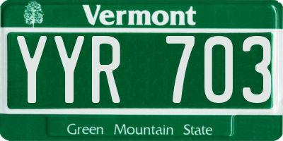 VT license plate YYR703