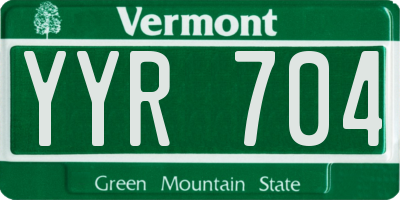 VT license plate YYR704