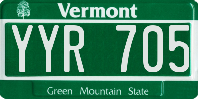 VT license plate YYR705