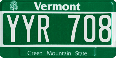 VT license plate YYR708